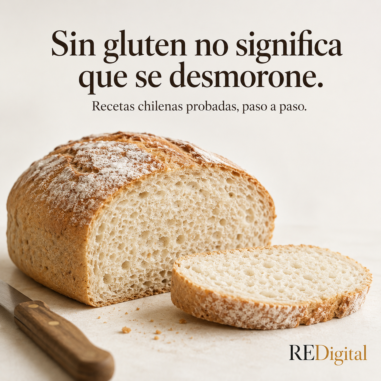 Redigital Facebook ad: +100 recetas sin gluten que sí funcionan