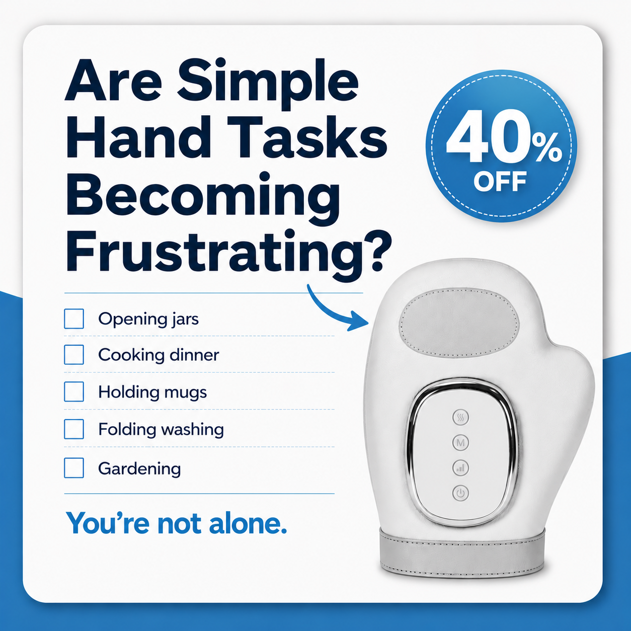 MoveWell Living Facebook ad: Loosen Stiff Hands Faster | FREE Delivery