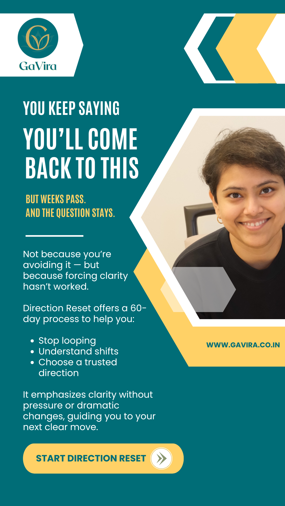 GaVira Life Coaching Facebook ad from Feb 17, 2026