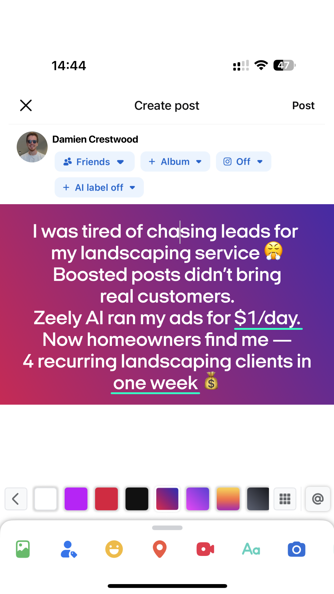 Zeely Facebook ad