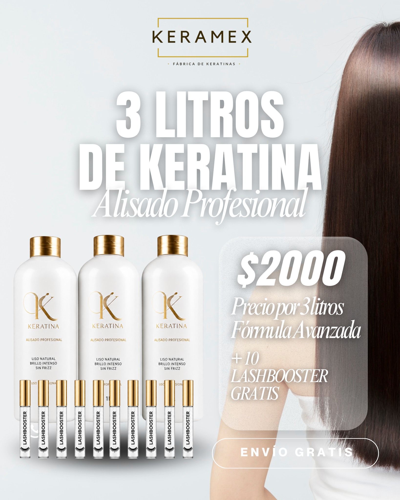 Fabrica de Keratinas Keramex Facebook ad: 3 litros de keratina profesional + 10 Lashbooster…