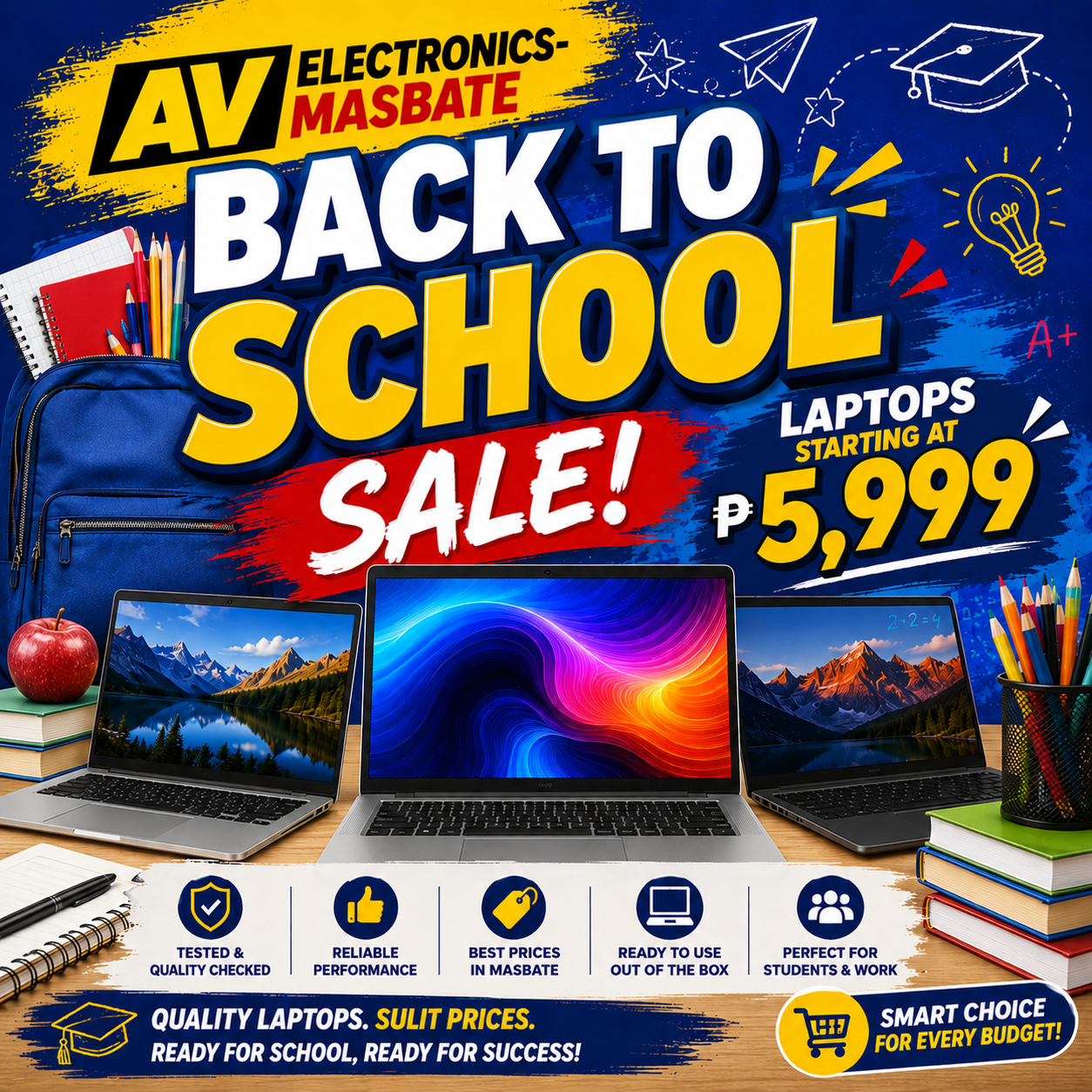 AV Electronics- Masbate Facebook ad: Murang laptops sa MASBATE