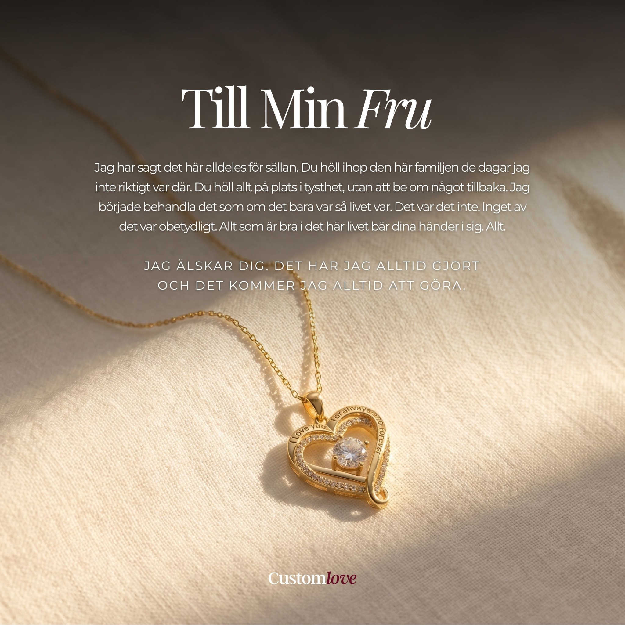 CustomLove Shop Facebook ad: Förra årets blommor är borta. Det här försvinner inte.