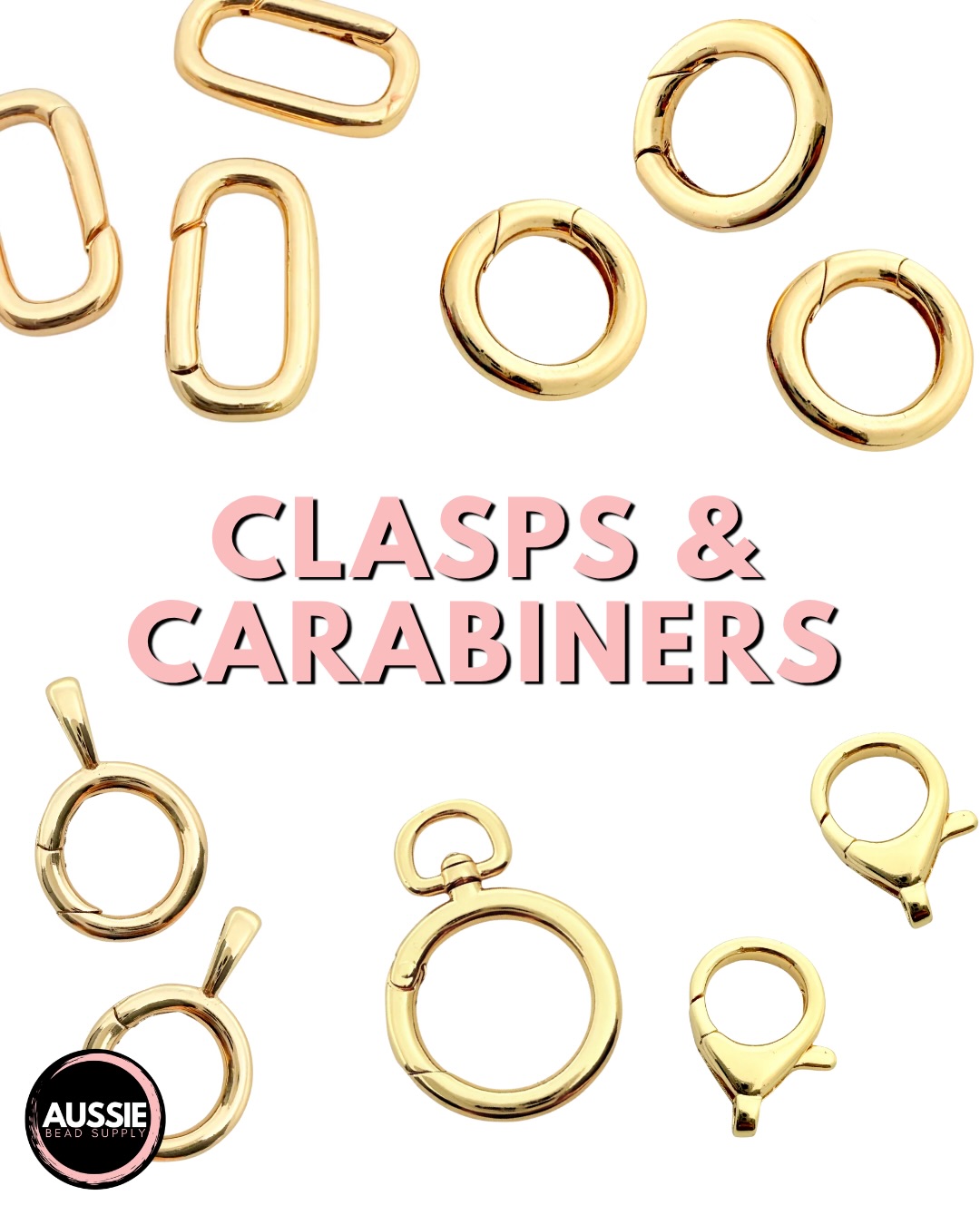 Aussie Bead Supply Facebook ad: Carabiner clasps are one of the most versatile…