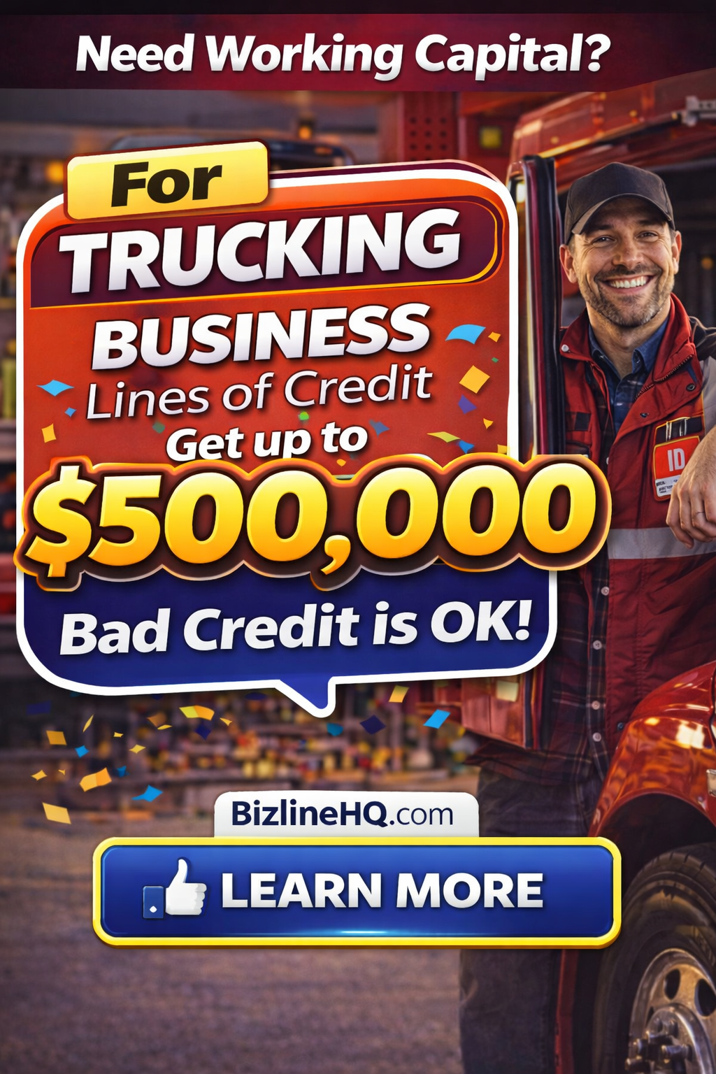 Bizline HQ Facebook ad: Capital for Small Business Owners