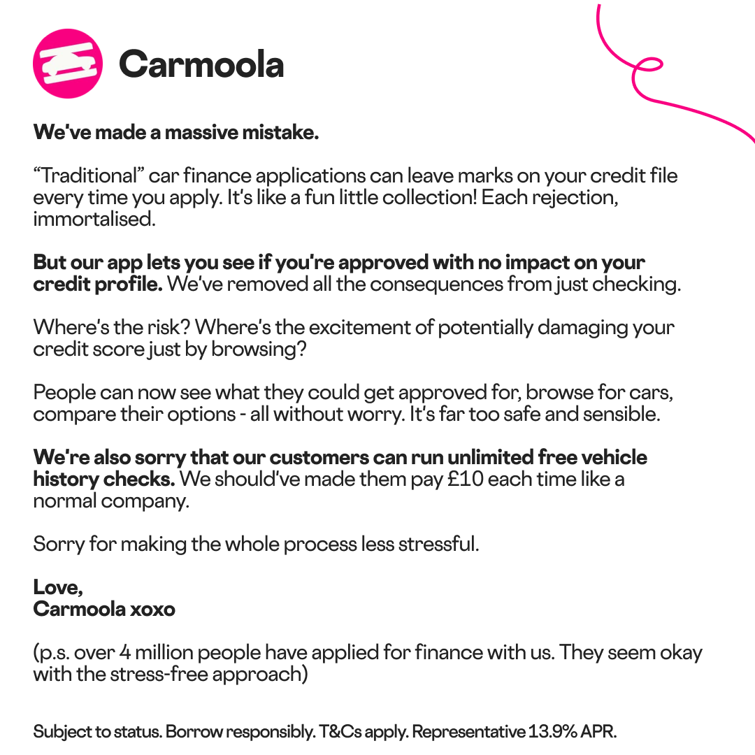 Carmoola Facebook ad