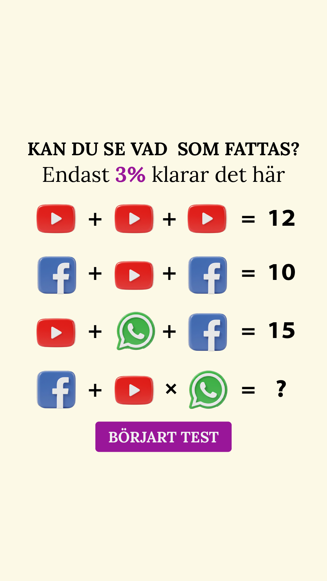 International Brain Test Facebook ad