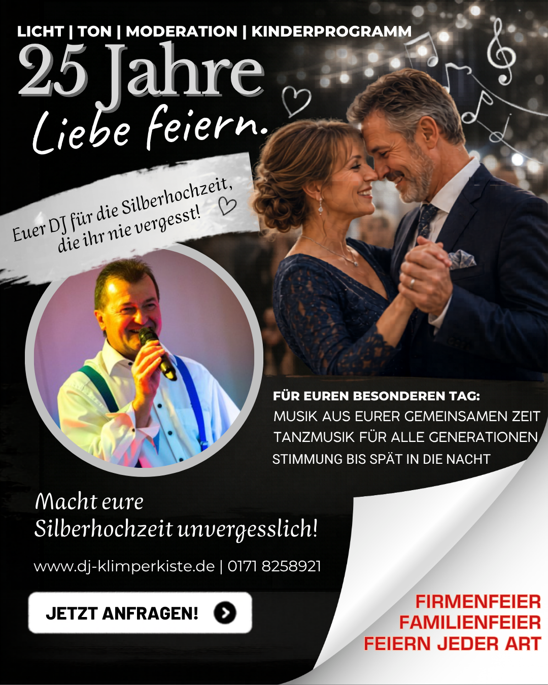 DJ-Klimperkiste Facebook ad: Erst Gänsehaut. Dann tanzen. Dann eskalieren.
