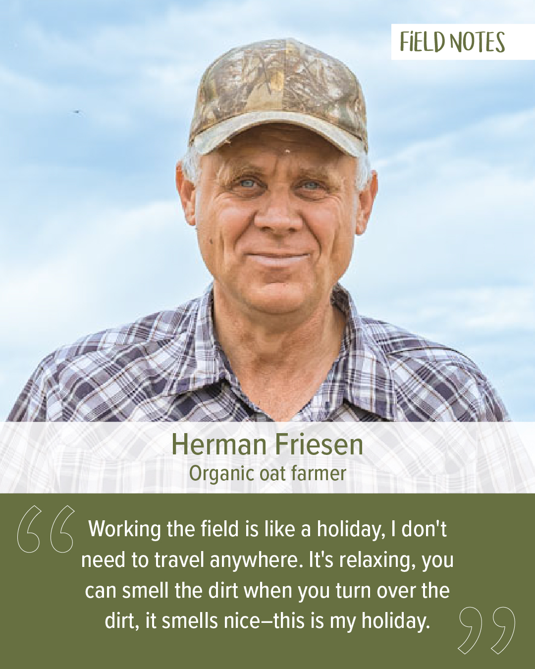 One Degree Organic Foods Facebook ad: Meet Herman Friesen, one of our dedicated oat…