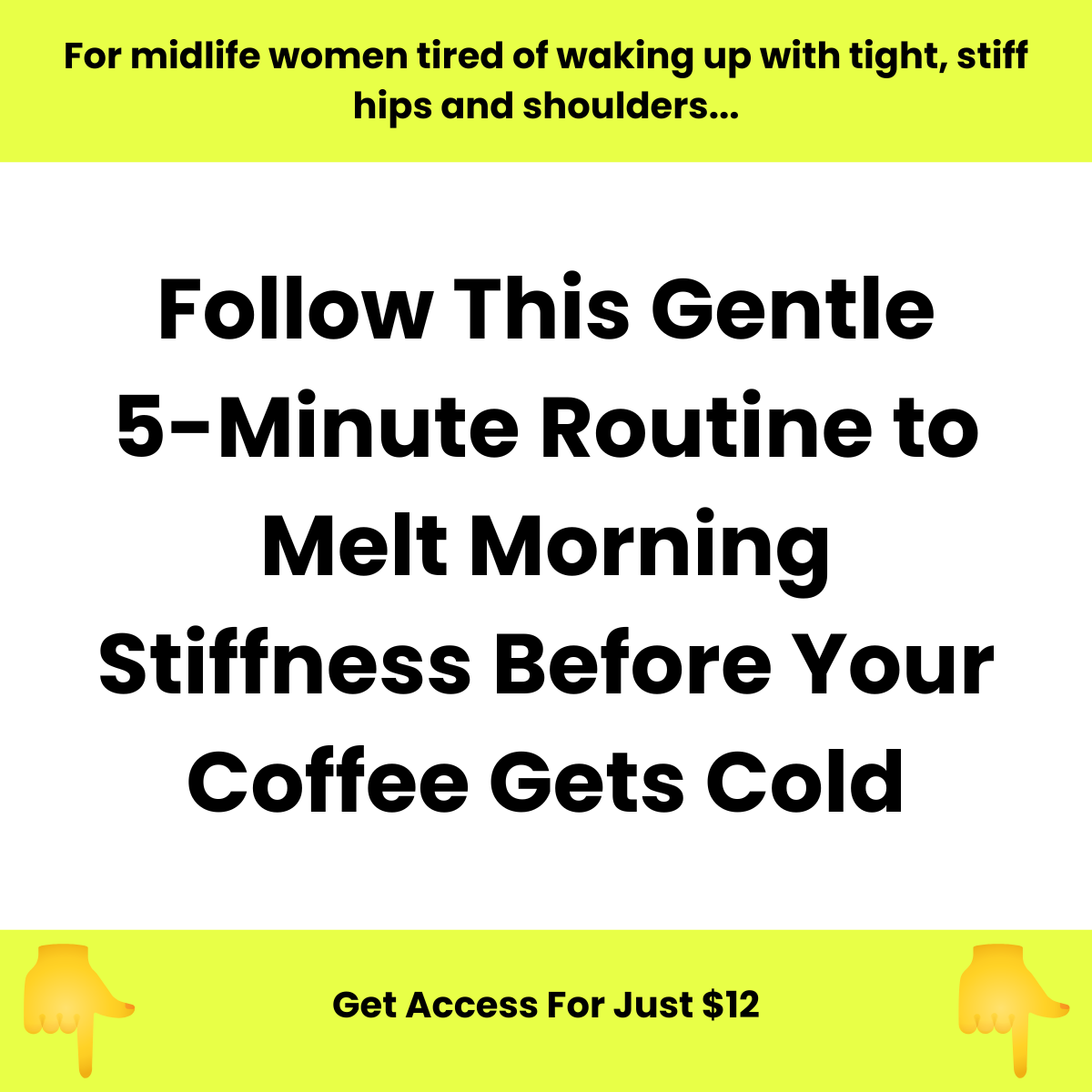 Julie Angel Movement Coach Facebook ad: For Women Waking Up Stiff Only