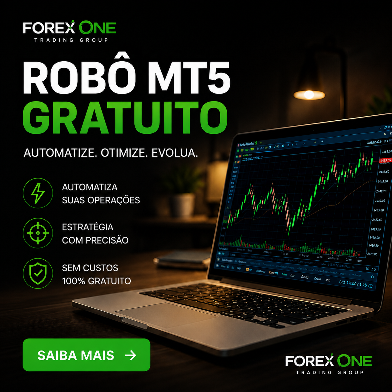 Forex One Facebook ad: Robô Forex Grátis MT5 - Download Expert Advisor Automático…