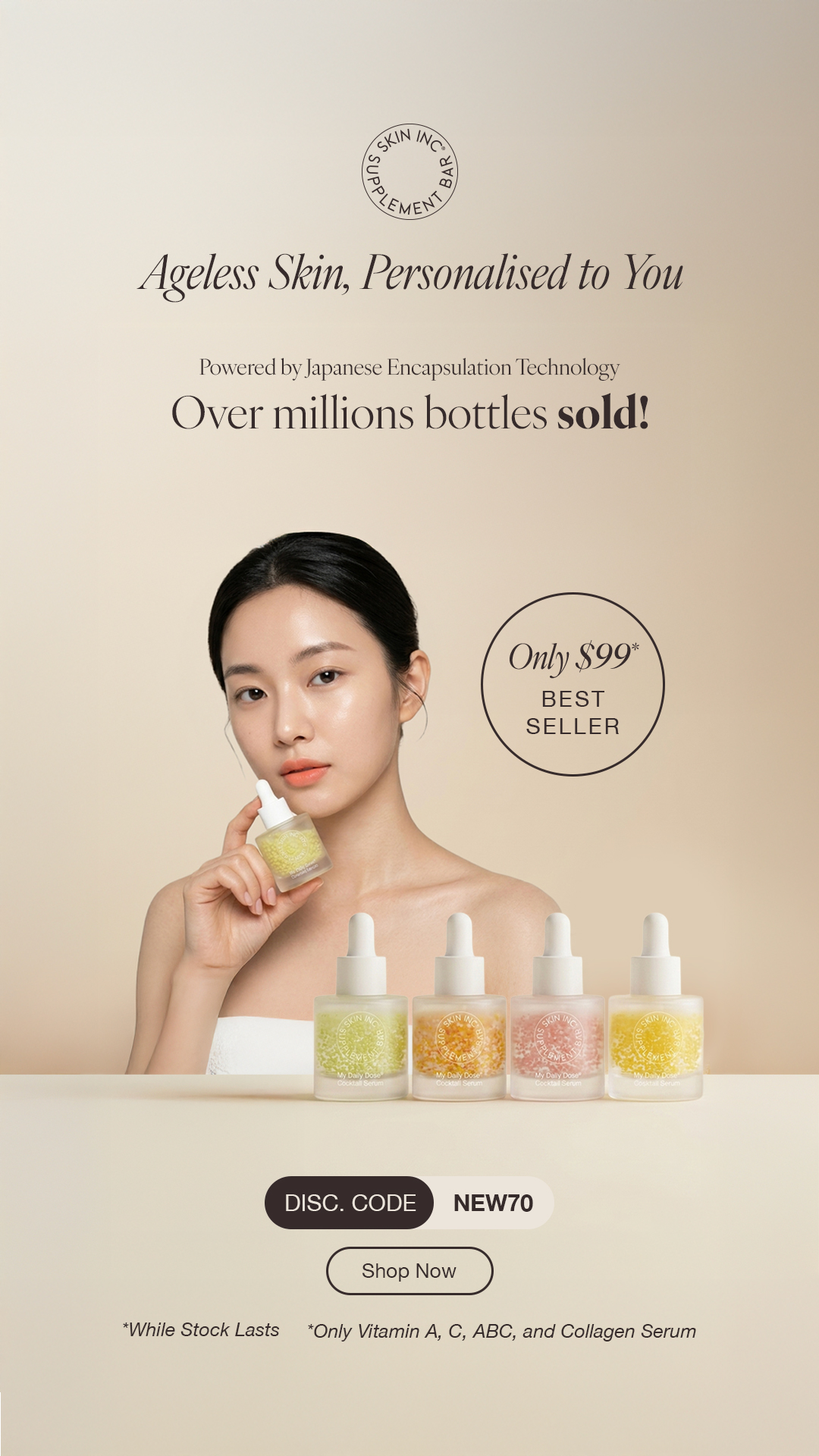 Skin Inc - Skin Supplement Bar Facebook ad from May 12, 2026