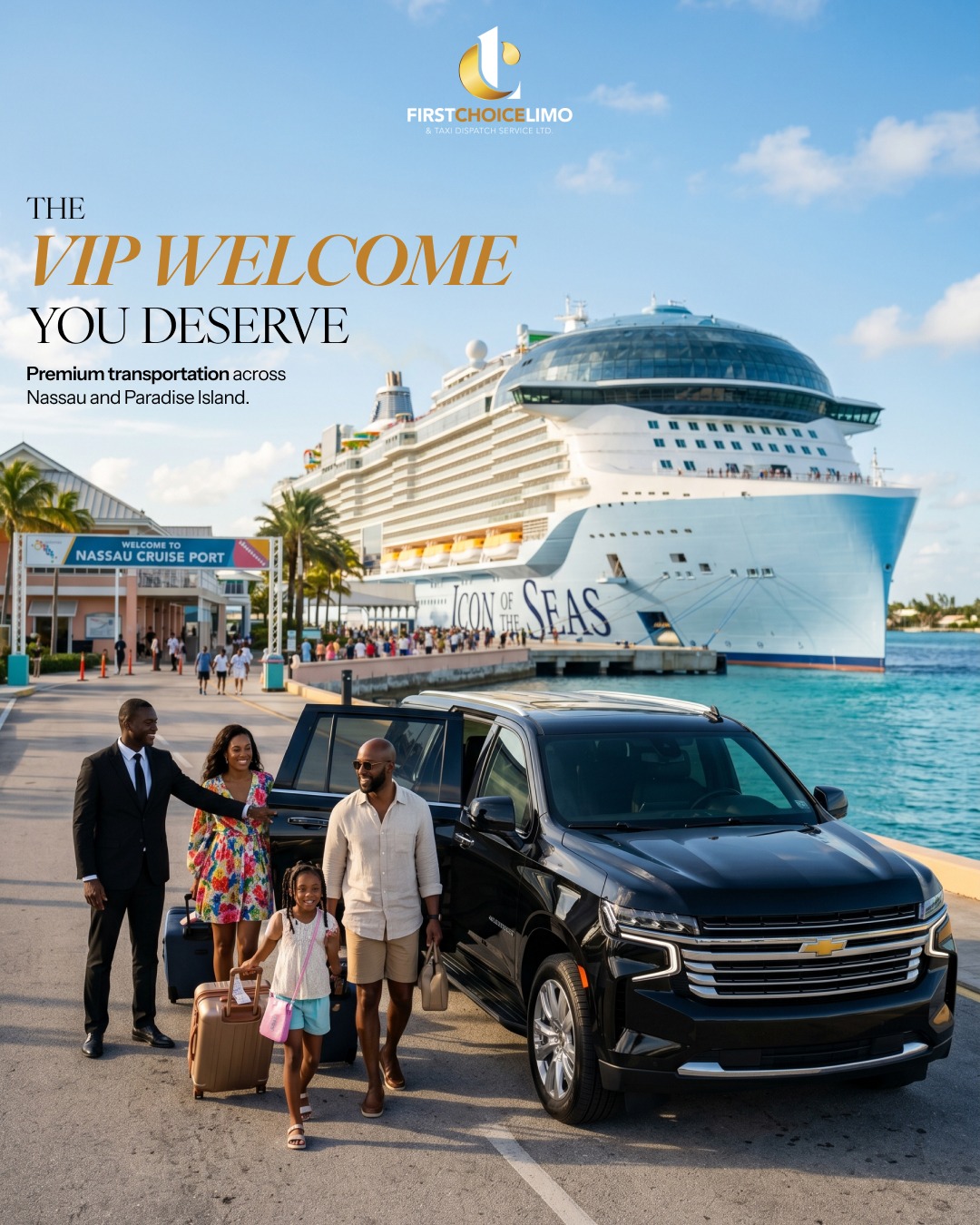 First Choice Limo & Taxi Dispatch service Facebook ad: Your VIP journey starts the moment you arrive.