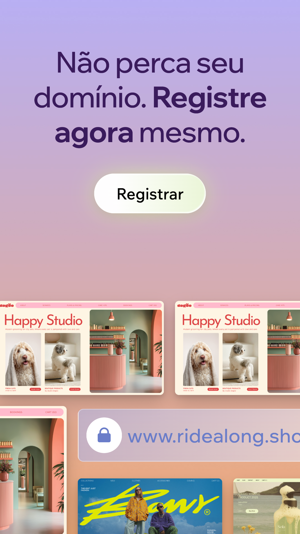 Wix Facebook ad: Seu domínio está no Wix.