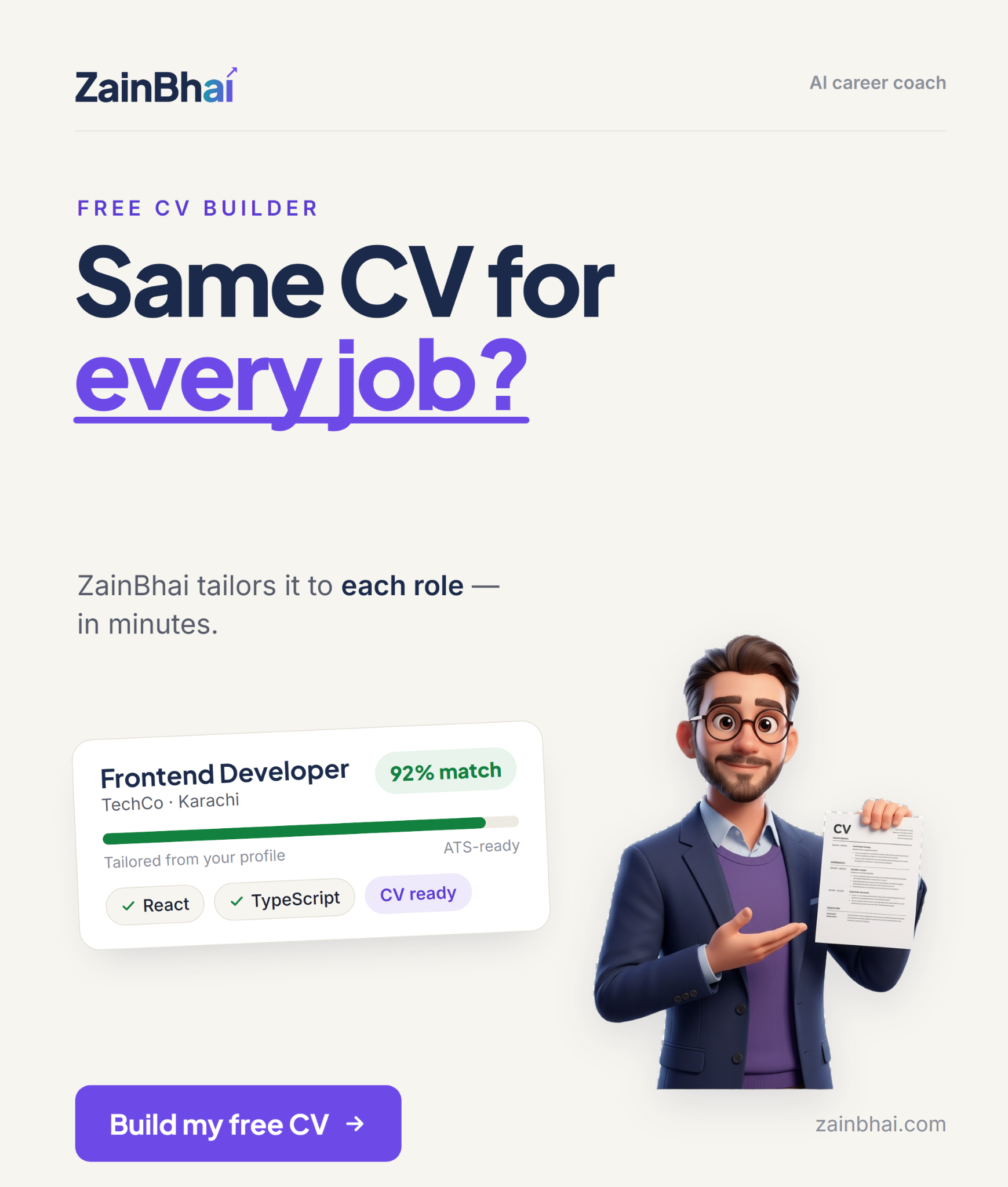 ZainBhai Facebook ad: Free right now.