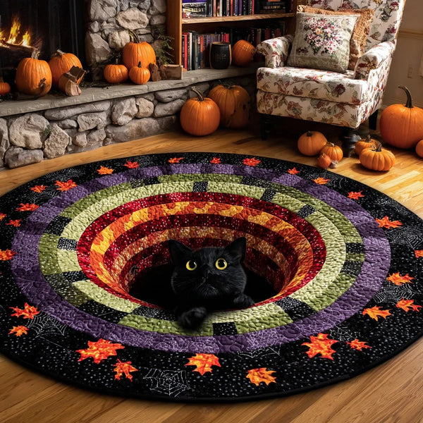 Soul Flower Child - Home Decor Gifts Facebook ad: Black Cat Quilted Round Mat