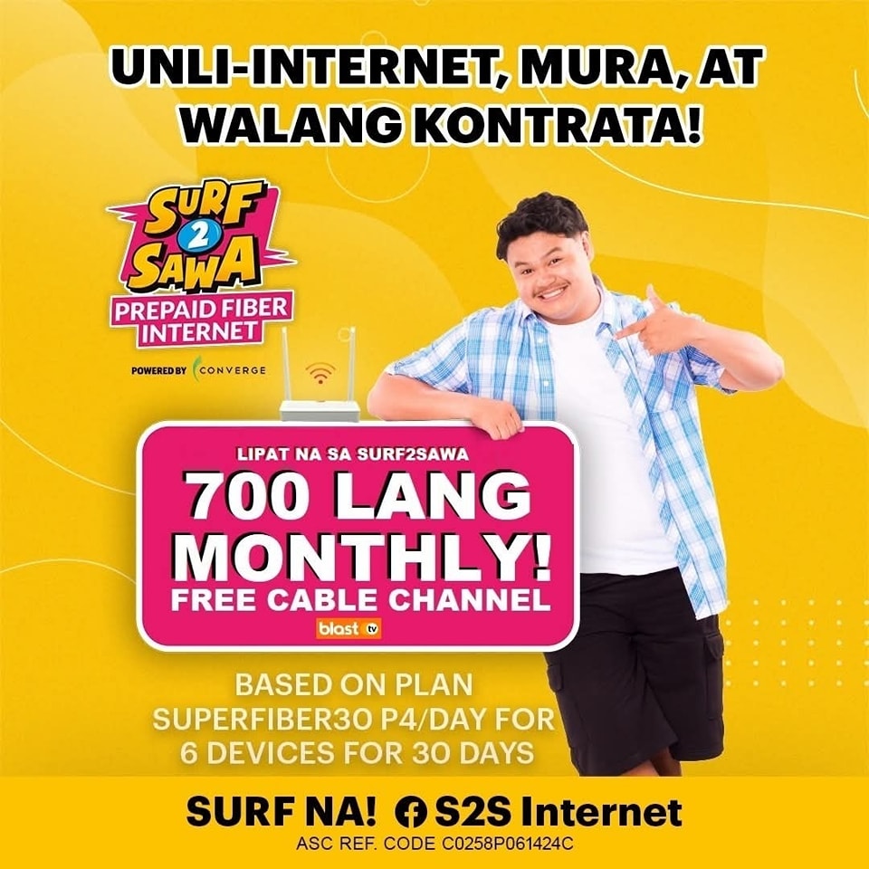 Surf2Sawa Prepaid Fiber Zambales Facebook ad: LIPAT NA! 999 LANG CASHOUT AT 700 LANG…