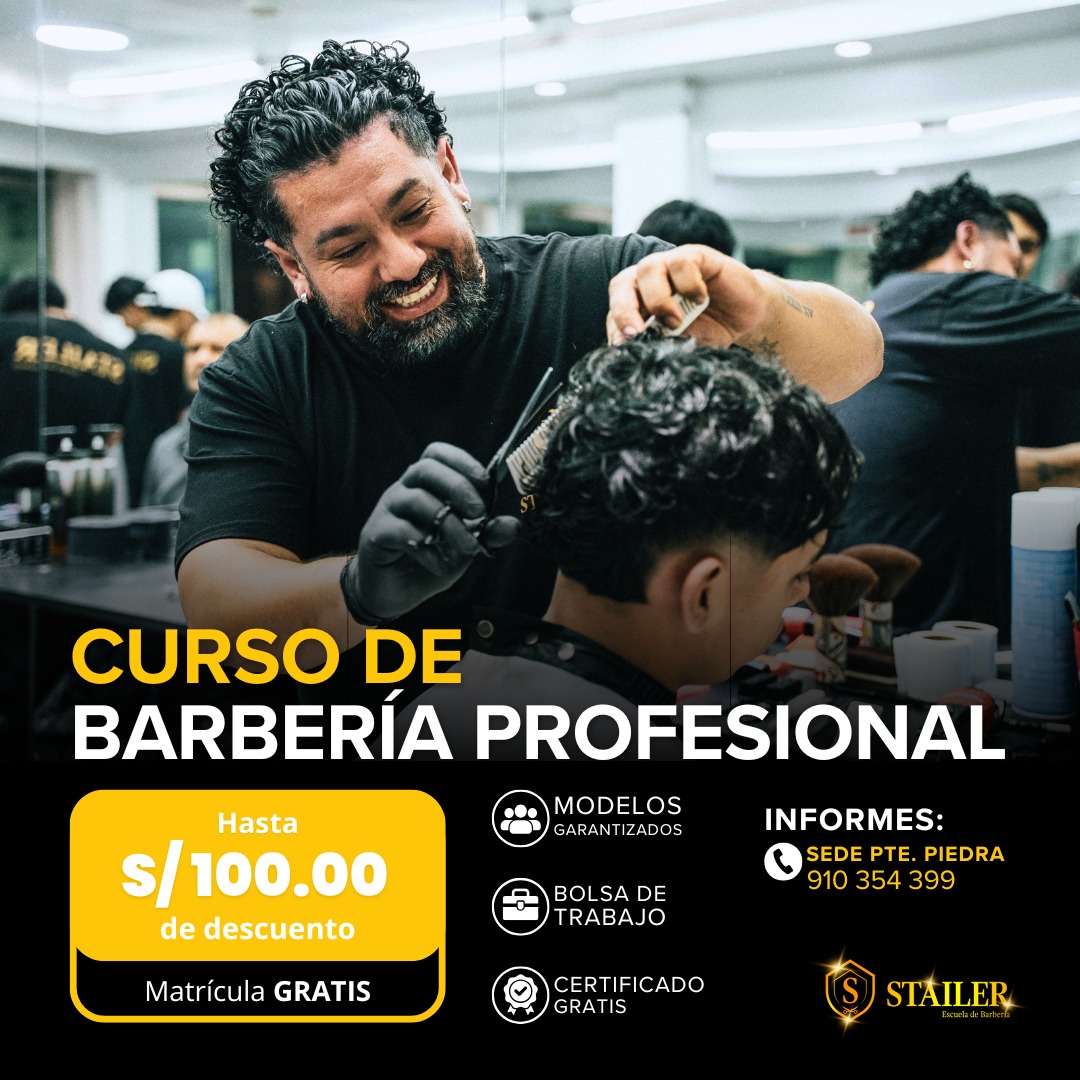 Stailer Escuela de Barbería - Puente Piedra Facebook ad: ¡Conviértete en un Barbero Profesional!