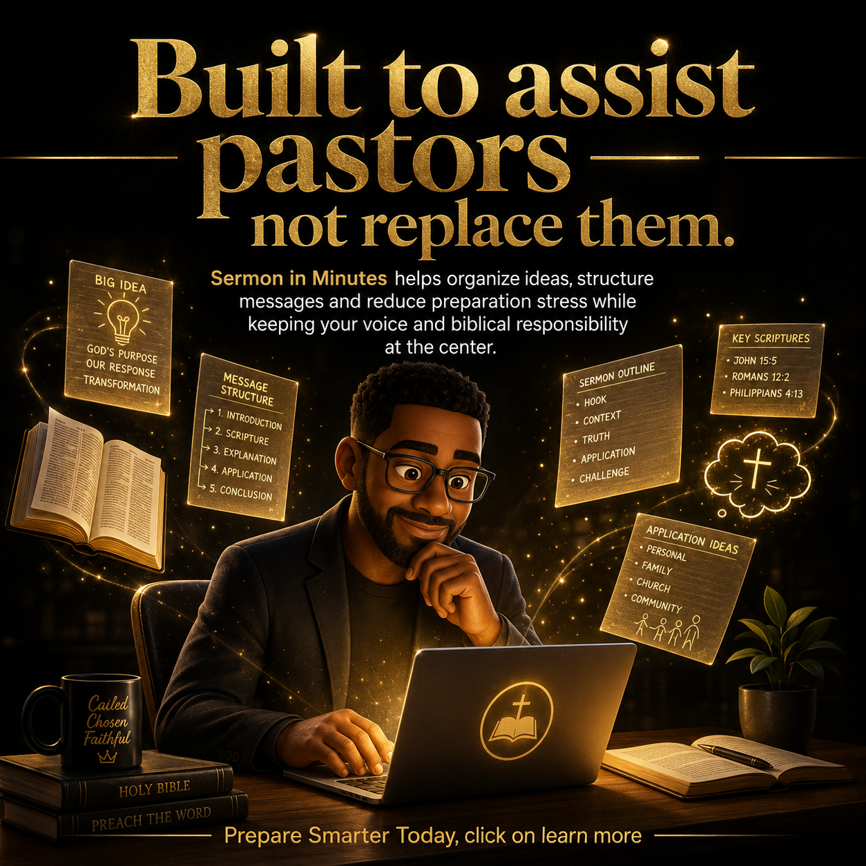Sermon In Minutes Facebook ad: Built to Assist Pastors, Not Replace Them