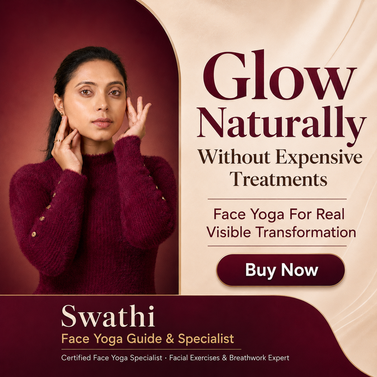 Face Yoga by Swathi Facebook ad: Transform your face naturally