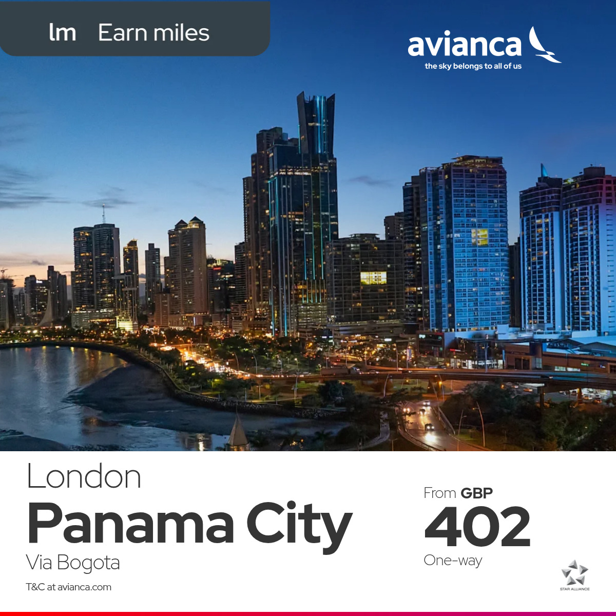 Avianca Facebook ad: Your next adventure awaits