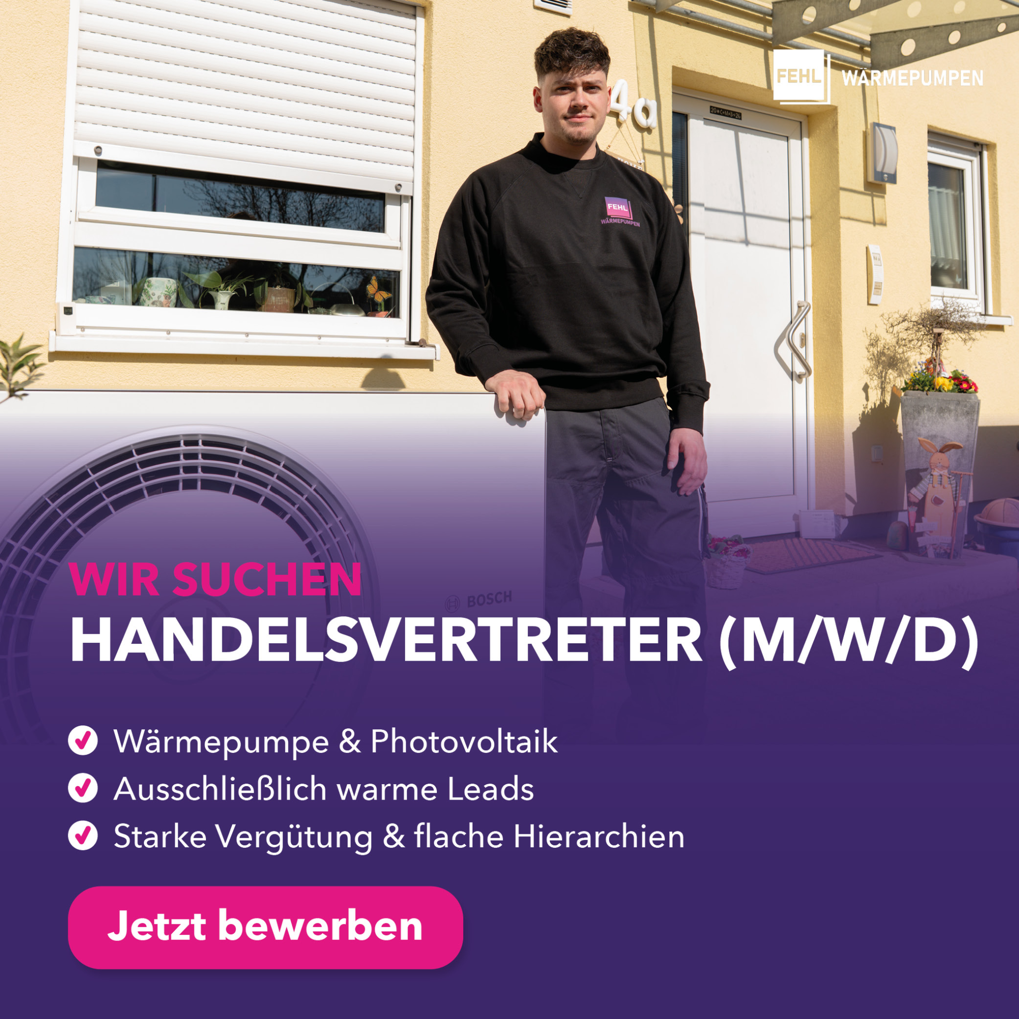 Fehl-Heizung-Sanitär Facebook ad: Handelsvertreter für WP & PV (m/w/d) gesucht!