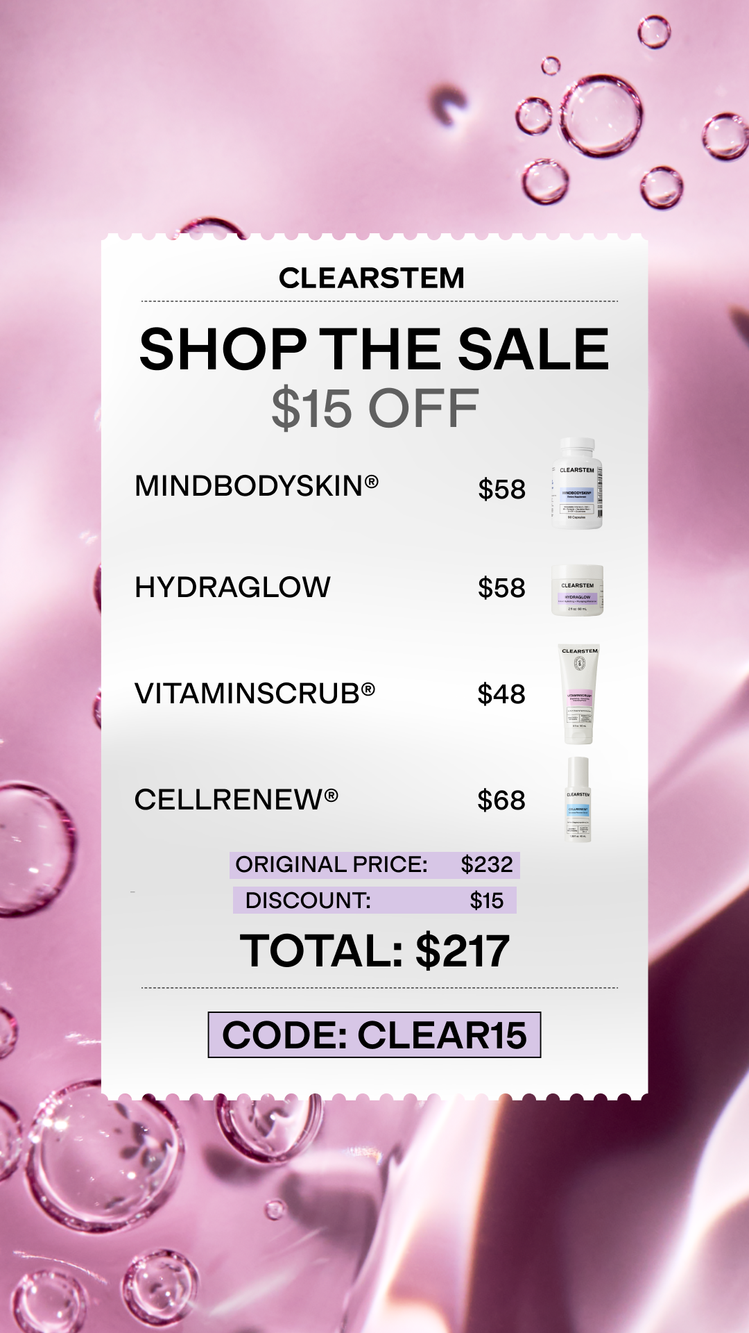CLEARSTEM Skincare Facebook ad