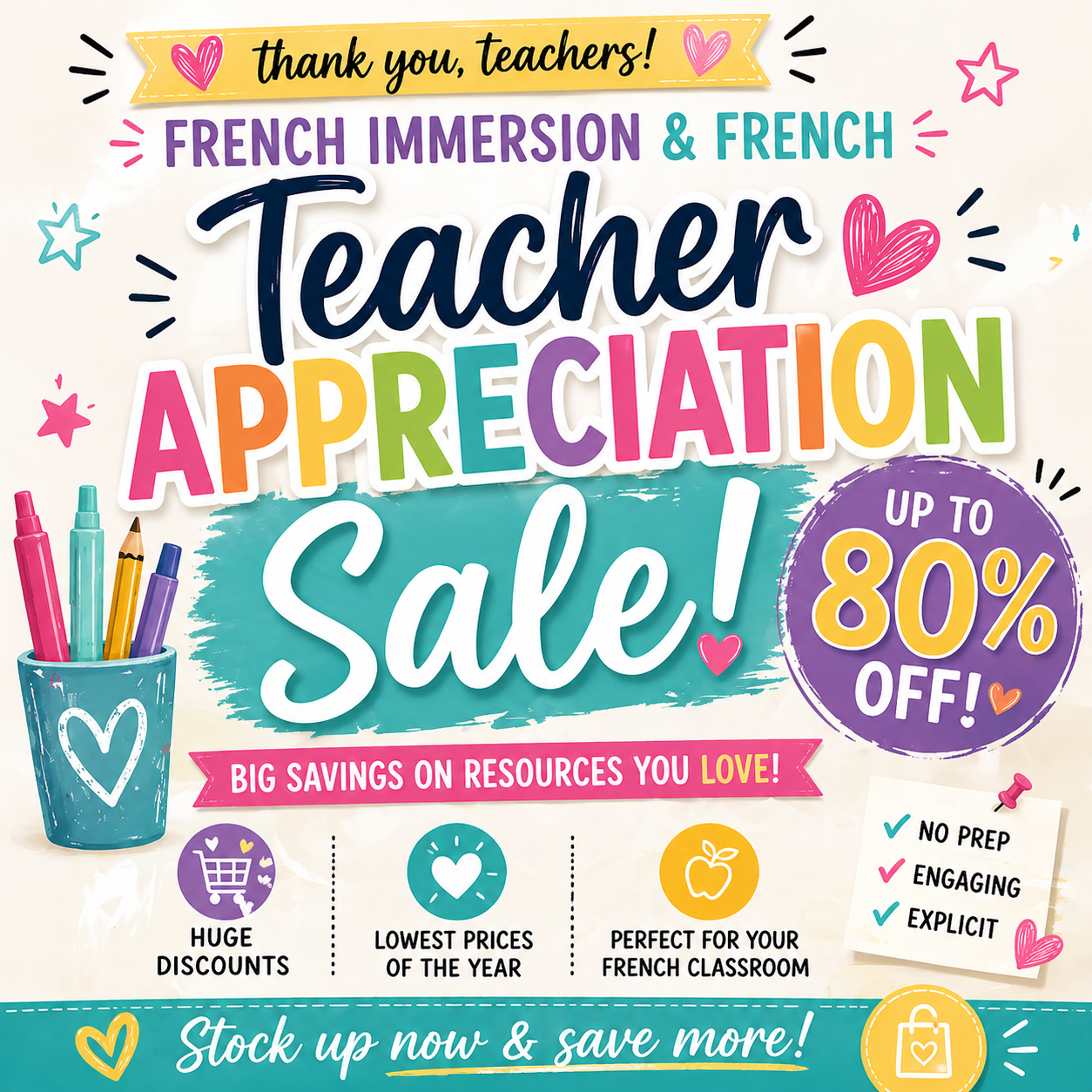 MissfrenchImmersion Facebook ad: Teacher Appreciation Sale