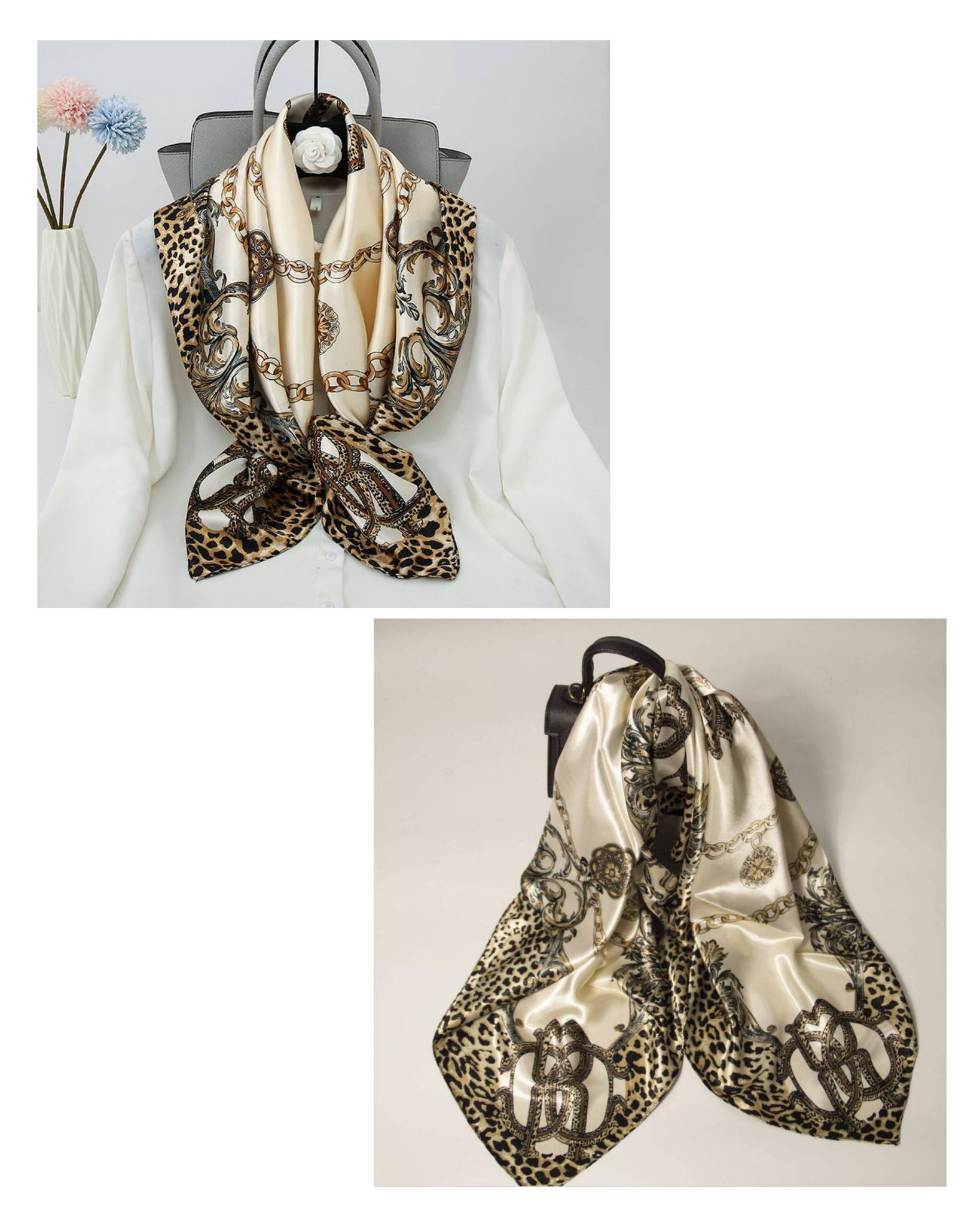 Bõ & Chic Facebook ad: FOULARDS LÉOPARD DE RETOUR