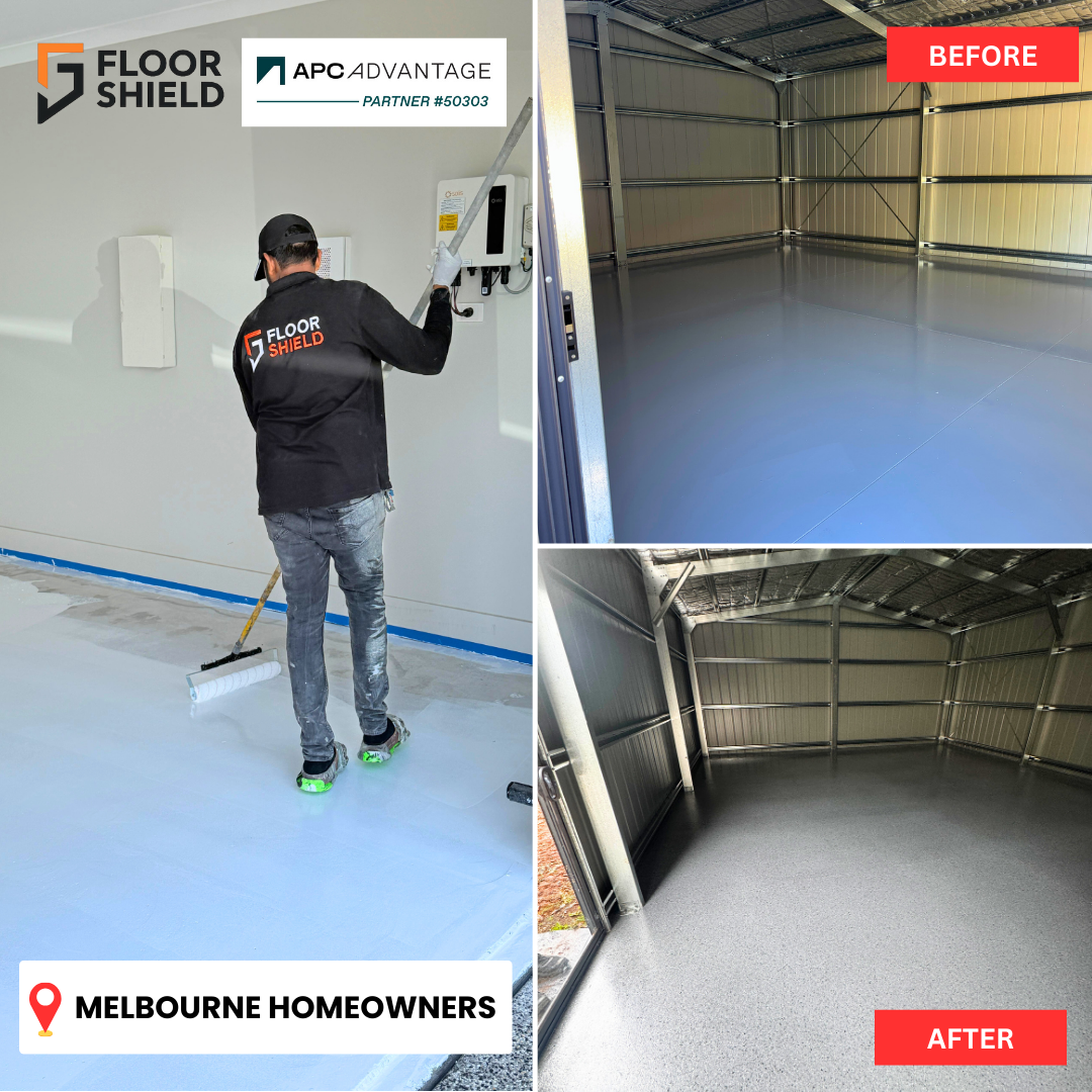 Floor Shield Facebook ad: 5-Coat Epoxy Garage Floors, From Just $2,299