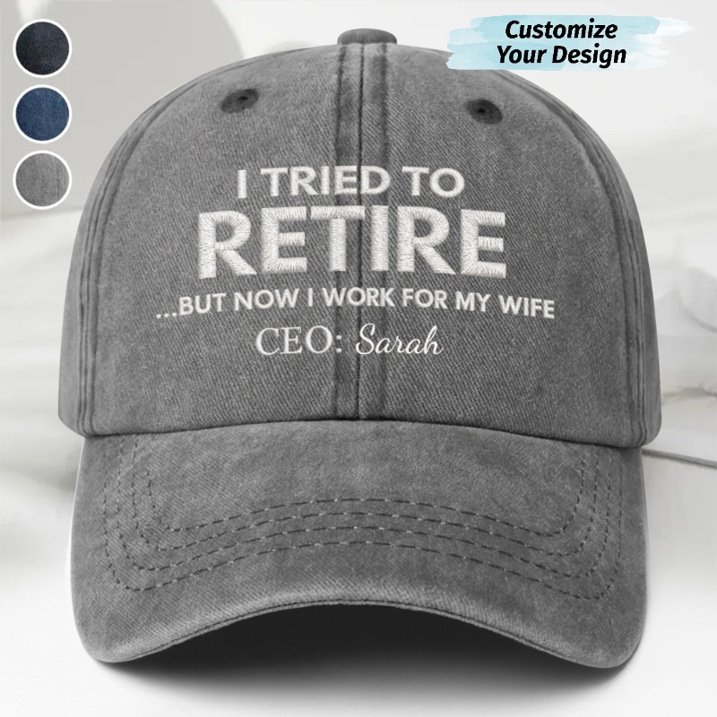 AlmaGems - Cultural Customized Gifts Facebook ad: I Tried To Retire, Personalized Custom Washed Denim Cap…