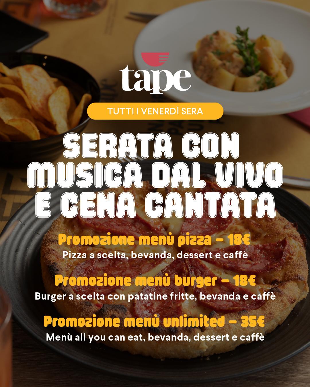 Tape Italian Taste Facebook ad: IL VENERDÌ SERA DA TAPE È TUTTA UN’ALTRA…