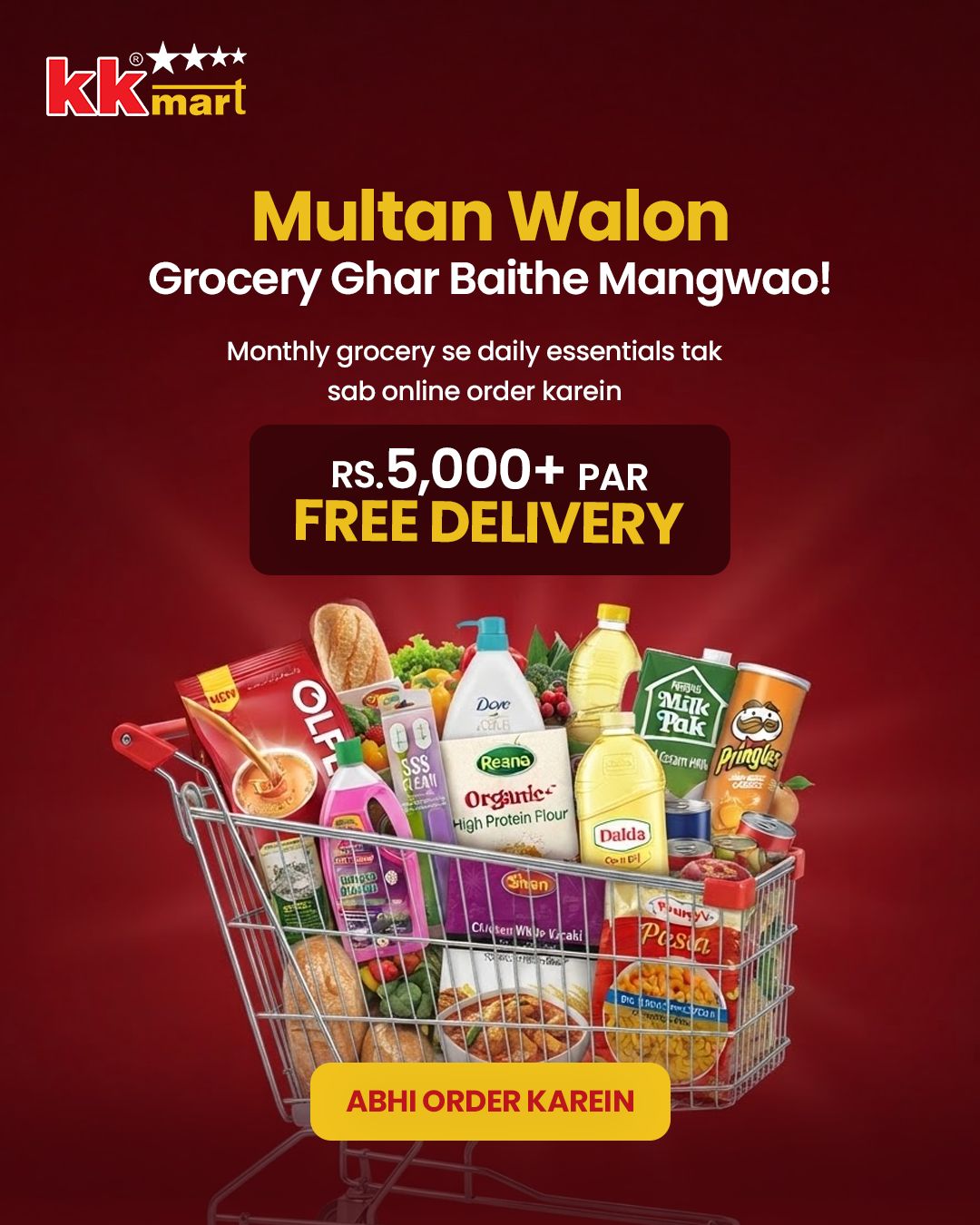 KK Mart Facebook ad: Multan Grocery, Delivered To Your Door