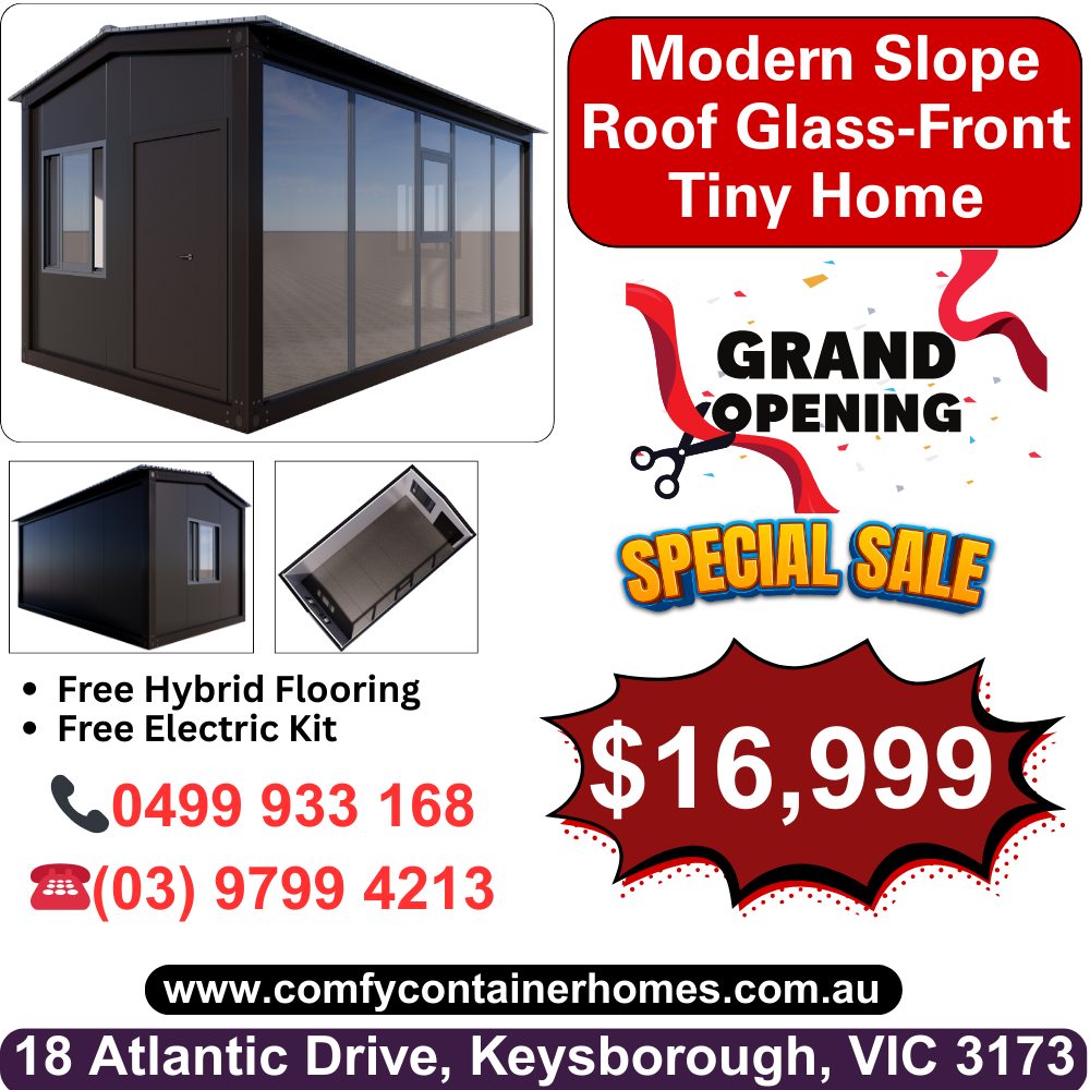 Comfy Container Homes VIC Facebook ad: Want a Stunning Glass-Front Cabin That Transforms Your…