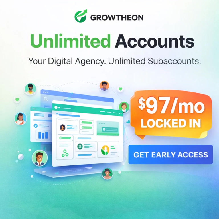Growtheon Facebook ad: $97 Unlimited Accounts Stop Overpaying
