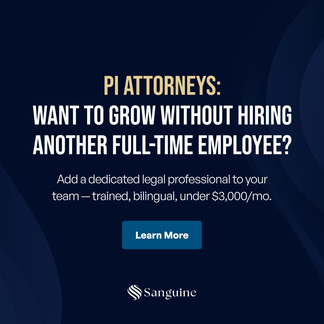 Sanguine Strategic Advisor Facebook ad: Add Trained Legal Support to Your Firm