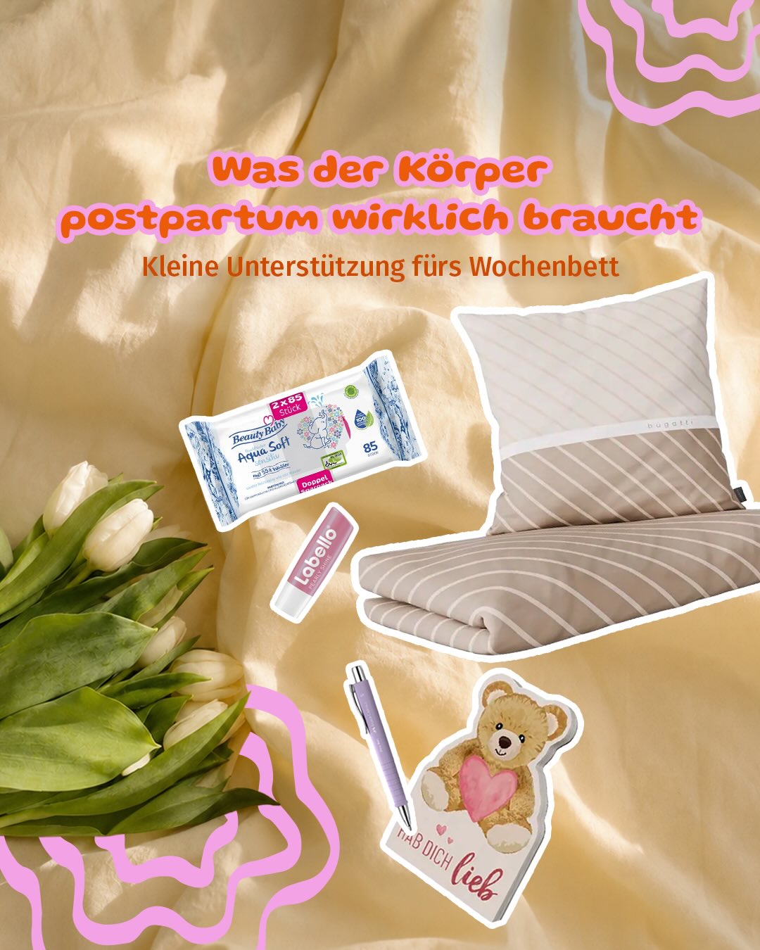 Müller Baby Kind Welt Facebook ad: Postpartum bedeutet nicht nur Baby-Kuscheln