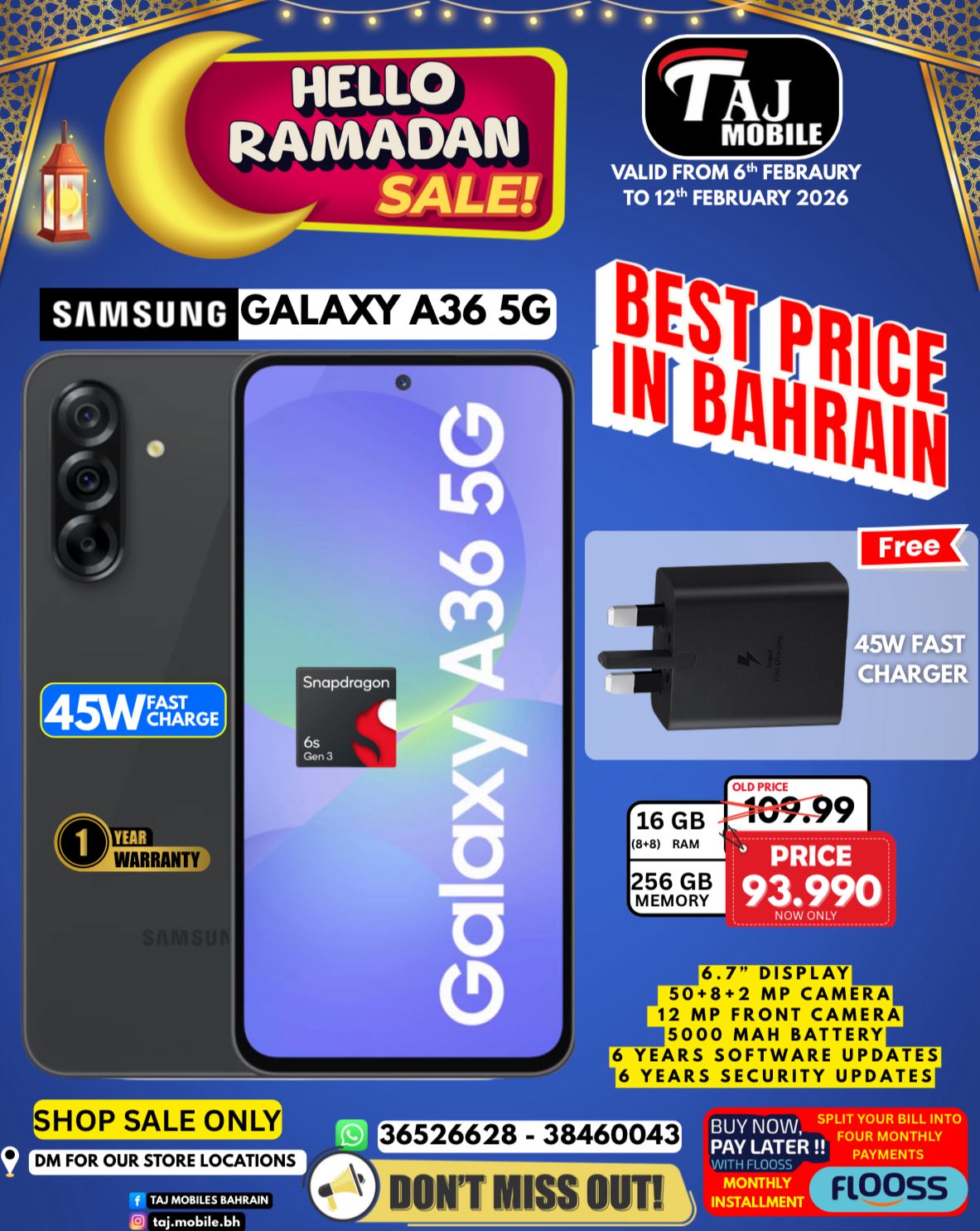 Taj Mobile Bahrain Facebook ad: Ramadan Sale starts early, because you deserve more…