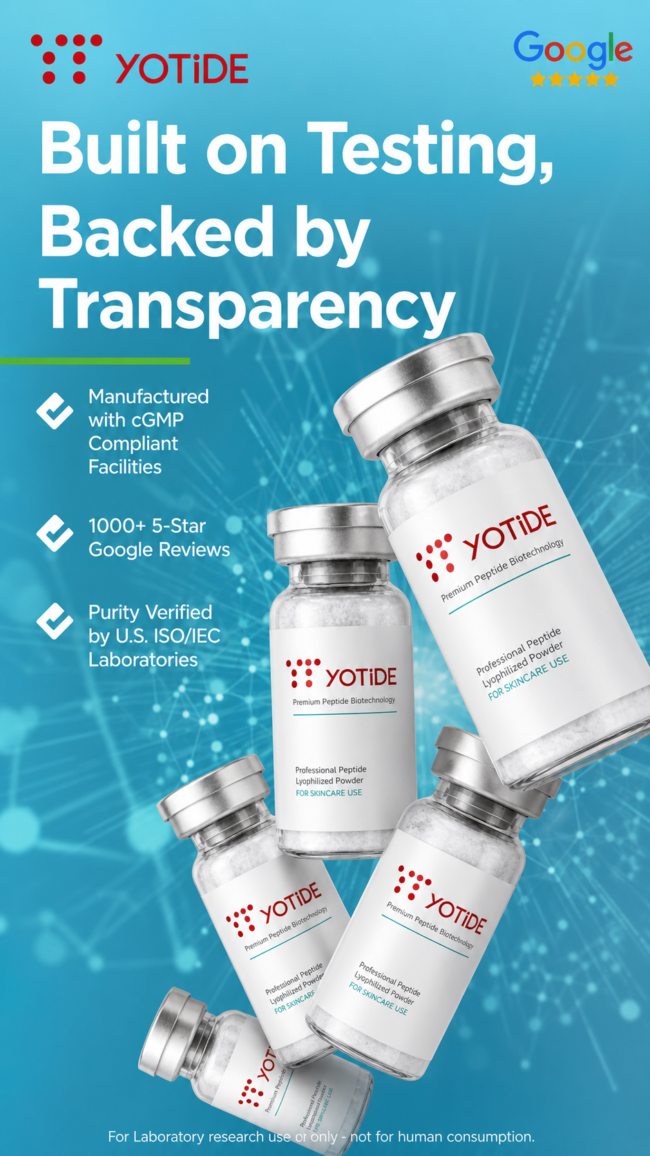 Yotide Peptide Lyophilized Powder Facebook ad: Verified Quality. Trusted Results(品质验证 · 值得信赖)