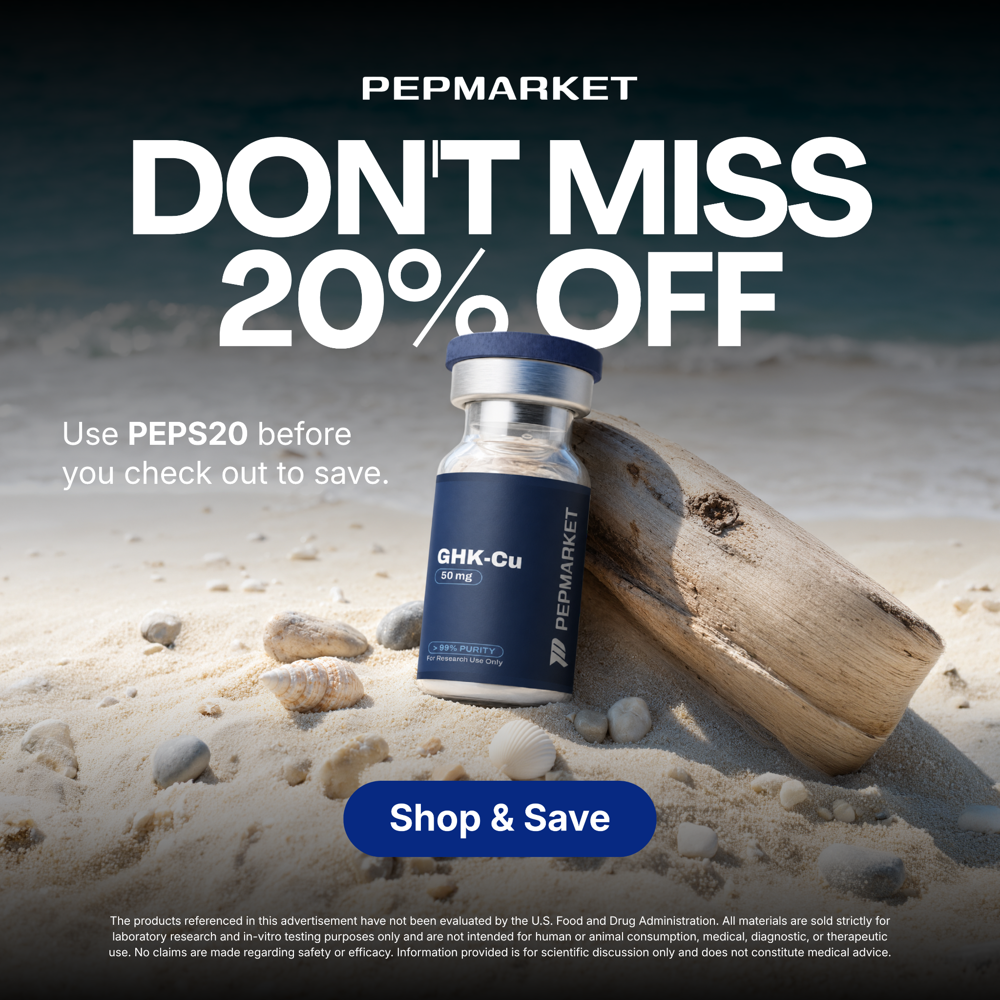 Pep Market Facebook ad: Save 20% With PEPS20