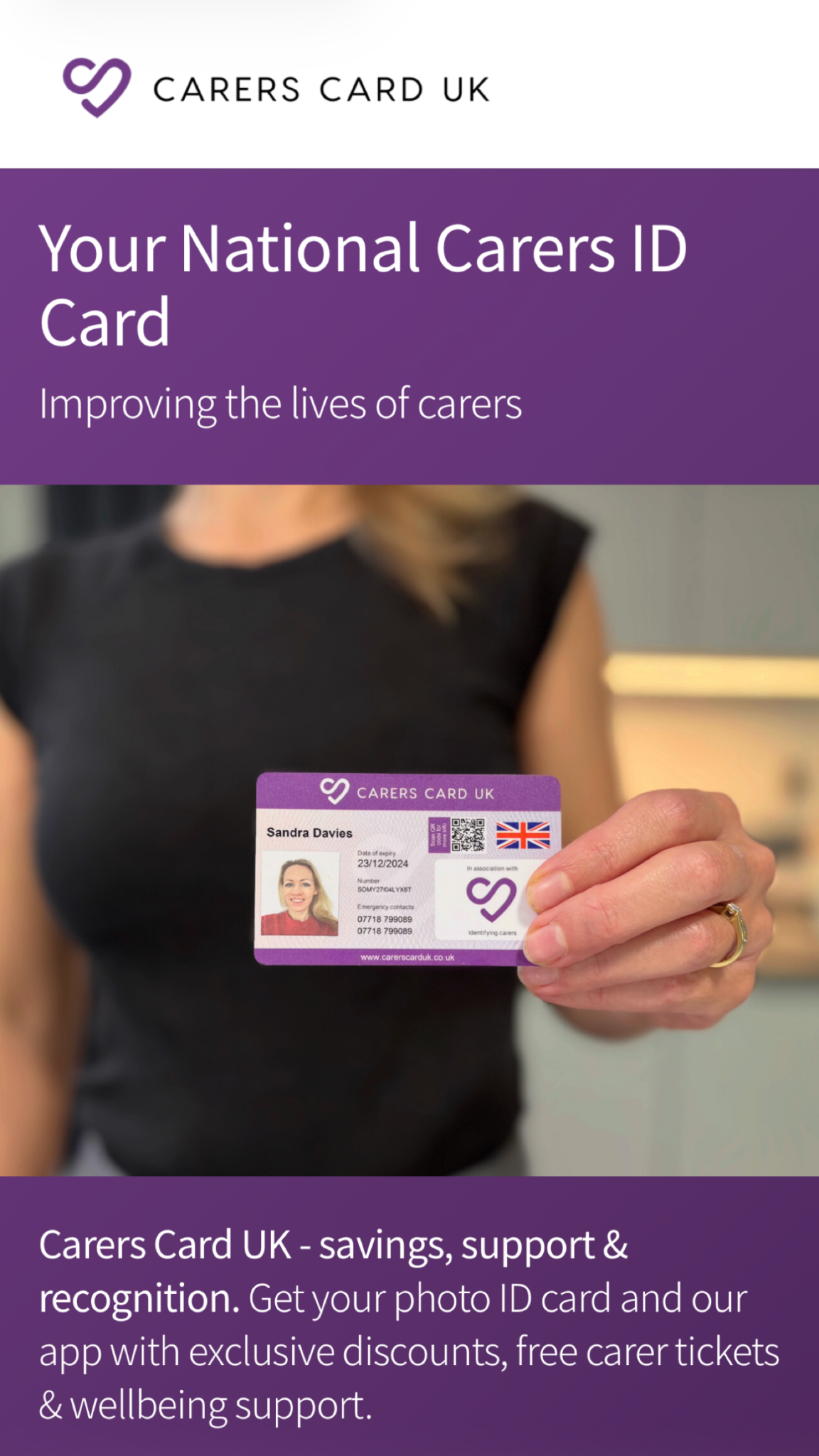 Carers Card UK Facebook ad