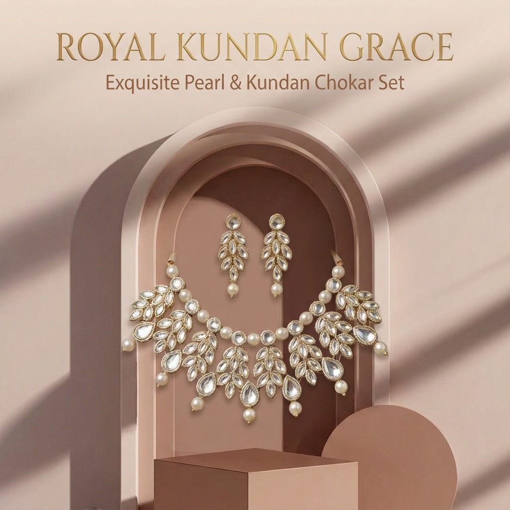 Dhivaraaccessories Facebook ad: Buy Traditional White Pearl & Kundan Choker Set!