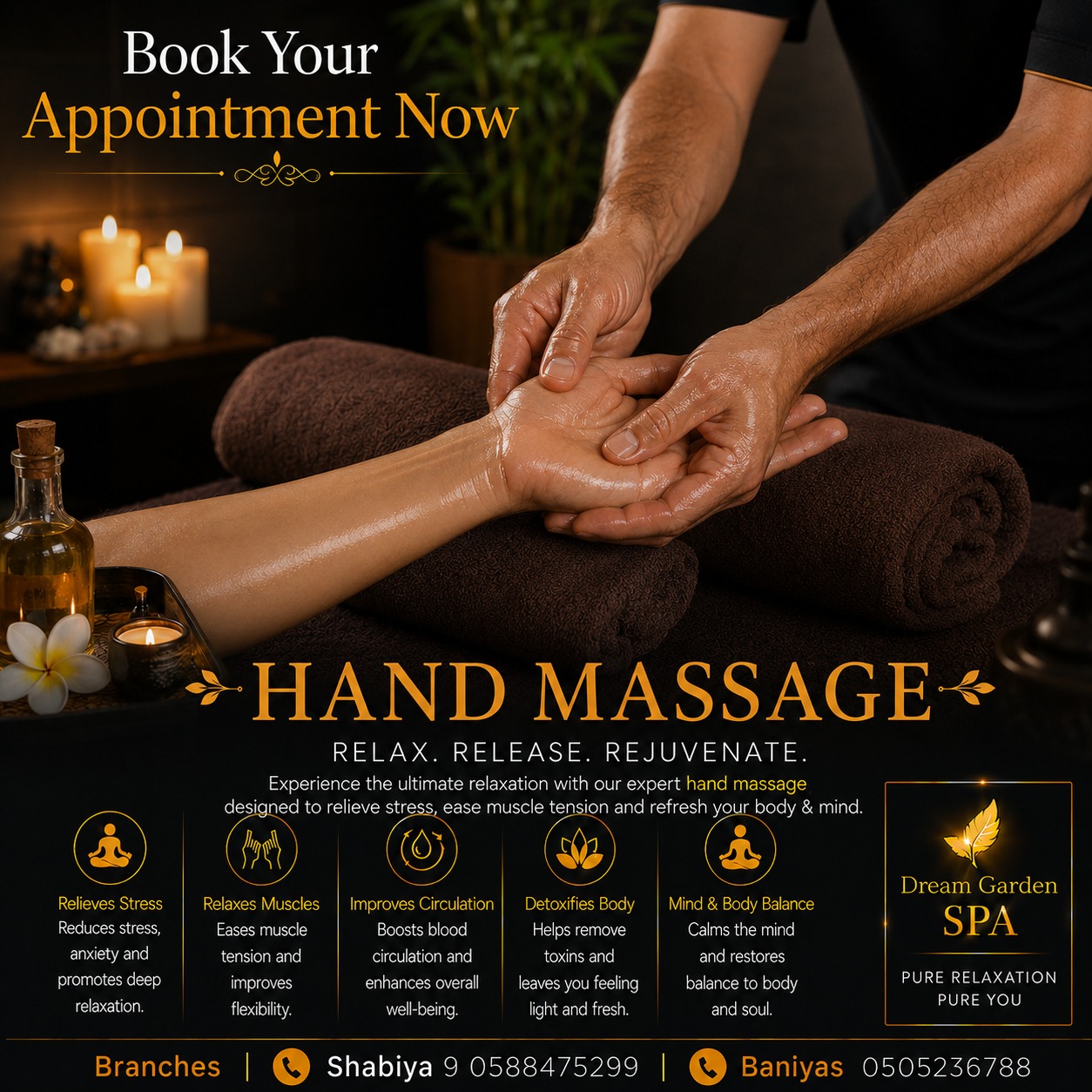 Dream Garden SPA Baniyas Facebook ad: Gentle Care. Lasting Comfort.