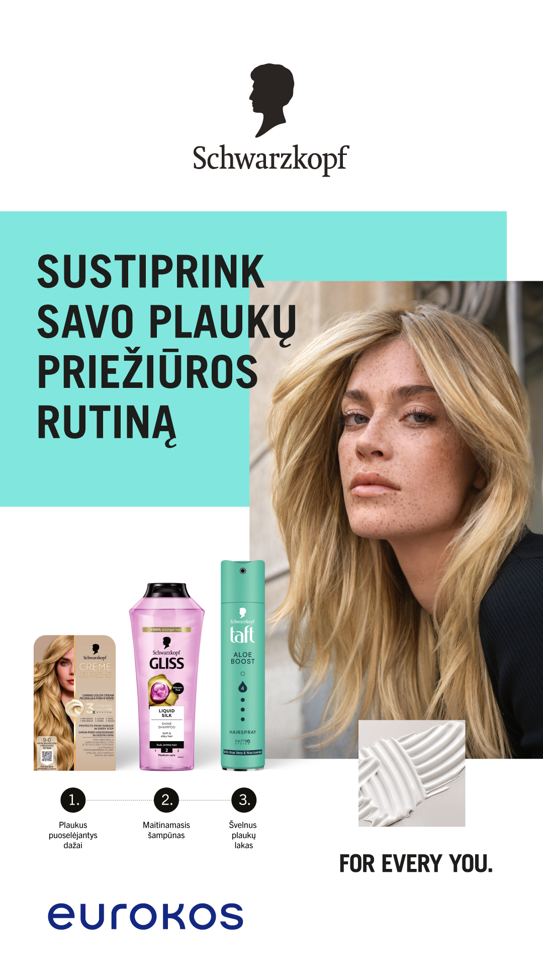EUROKOS Facebook ad: SCHWARZKOPF plaukams