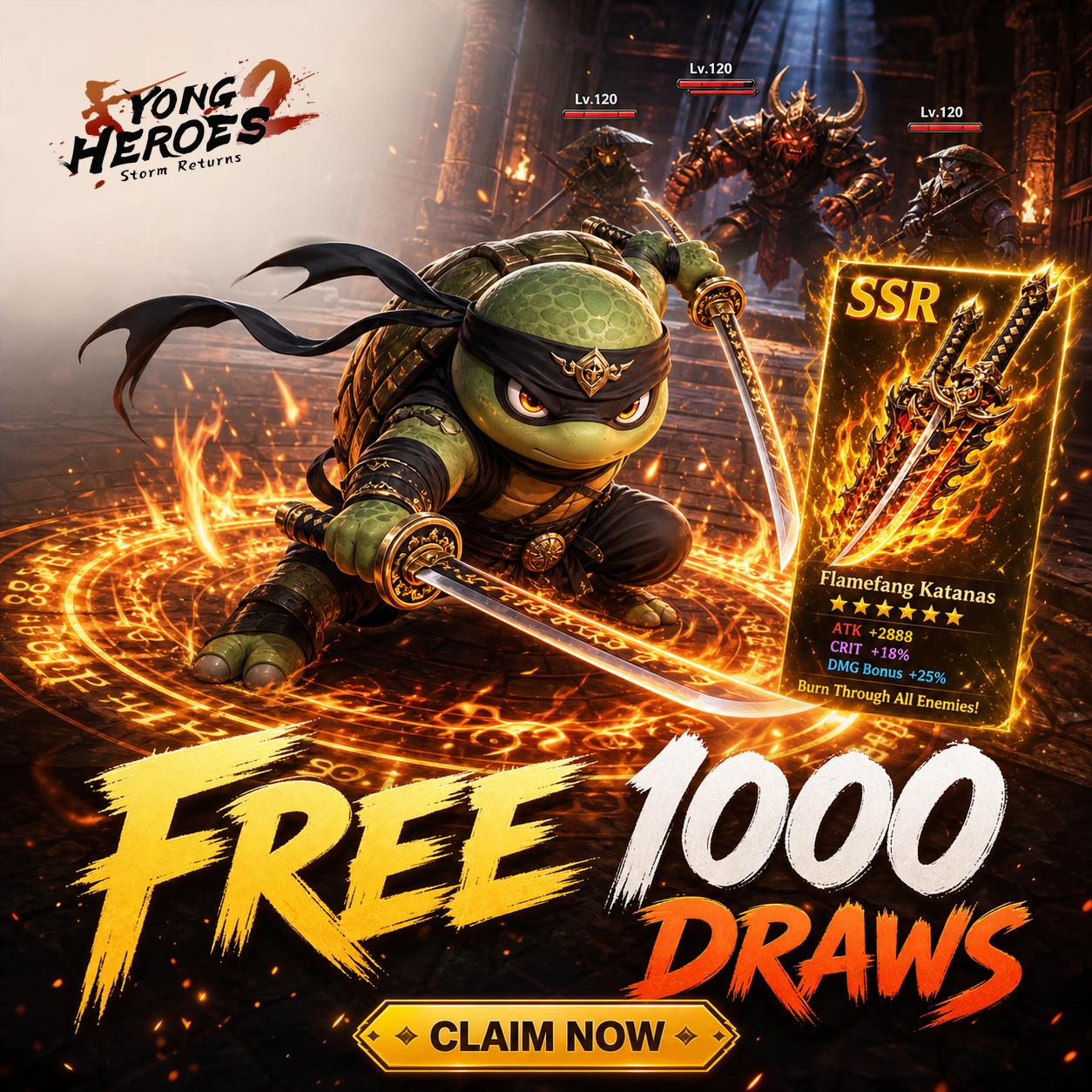 Yong Heroes Facebook ad: รับฟรี 1000 ครั้งทันที!