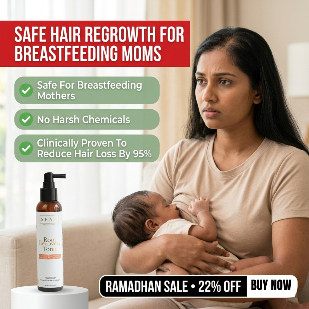 SENA HQ Facebook ad: Losing Hair After Pregnancy? Choose A Safe Solution