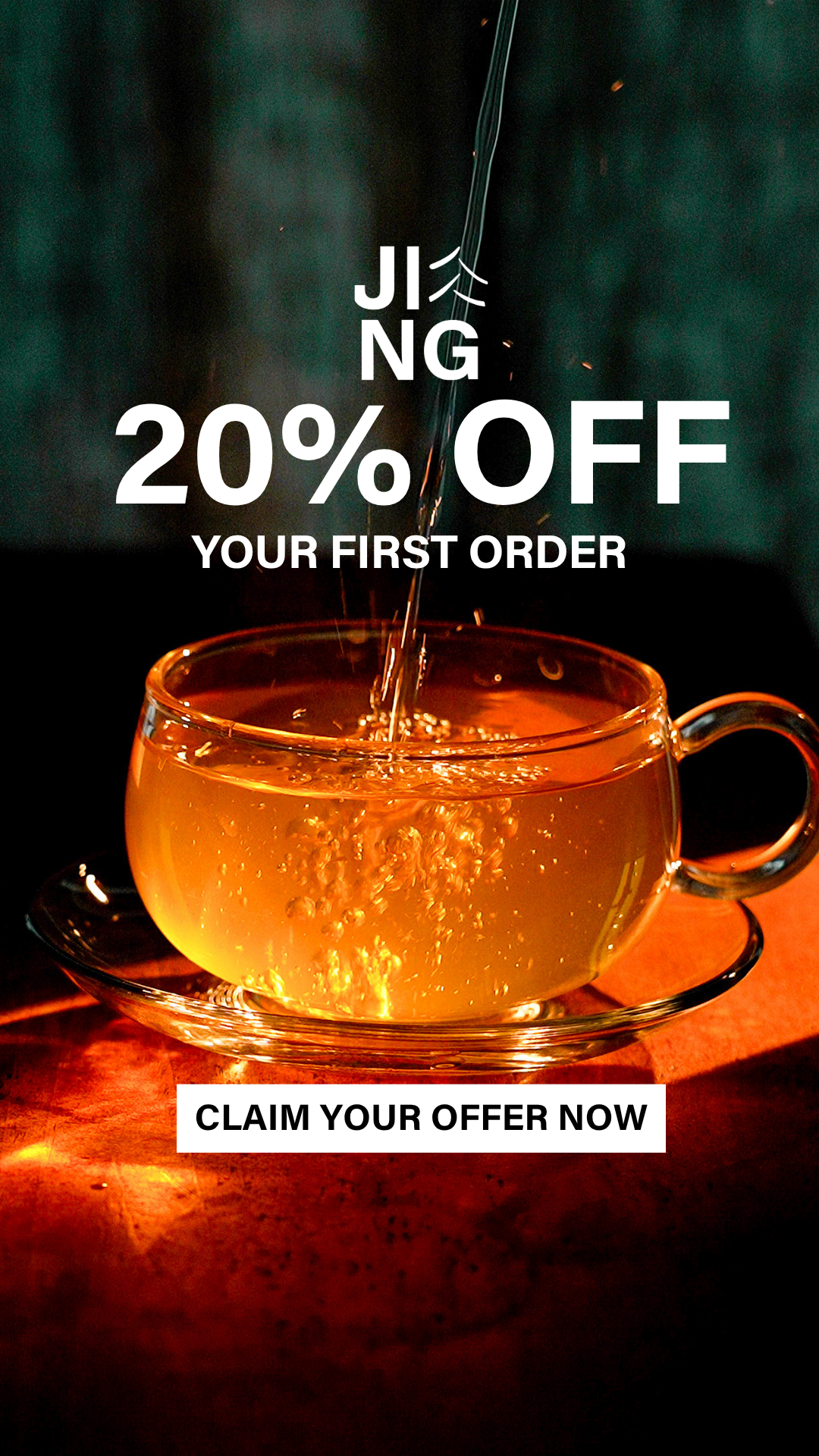 JING Tea Facebook ad: Get 20% Your First Order
