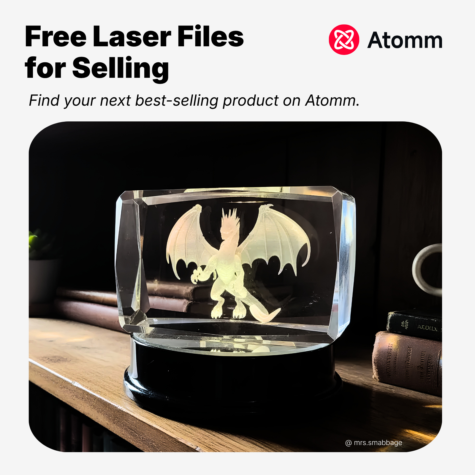 Atomm Facebook ad: Laser-engraved crystal gifts are selling on Etsy.