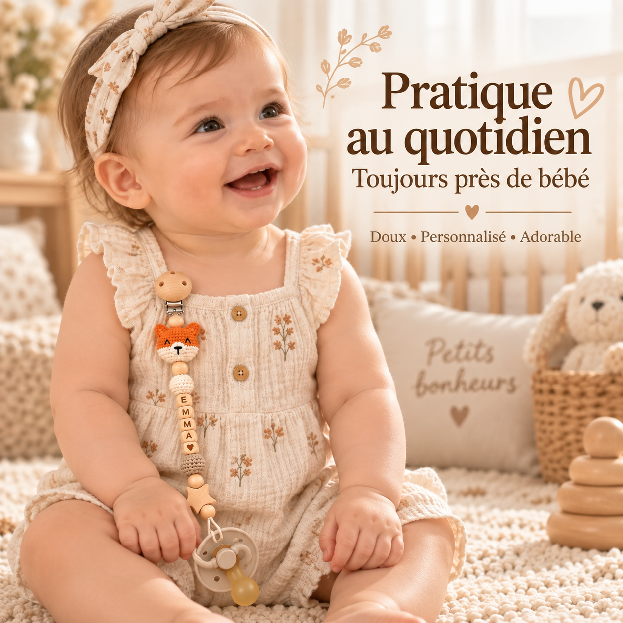 Cadeauxo Facebook ad: Personnalisé Crochet Animal sucette Clip-cadeau de nom de…