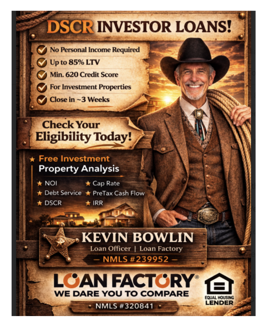 Kevin-Loan Factory Facebook ad: Check Your DSCR Loan Eligibility Today
